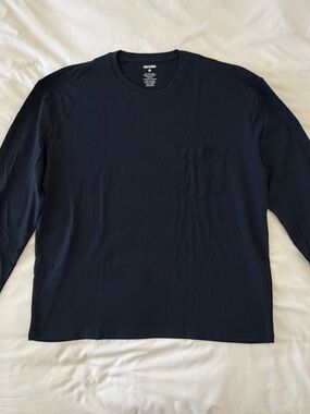True Classic Navy Long Sleeve Crew Neck with Pocket 2XL XXL